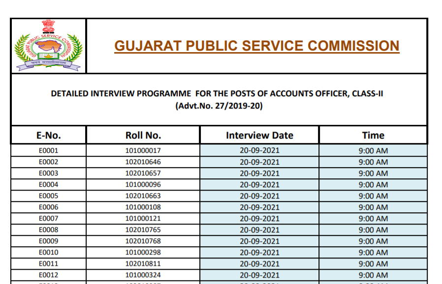 gpsc account officer Interview Programme 2021.png